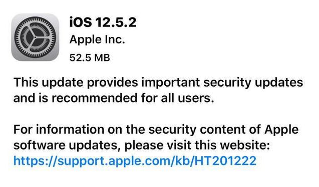 阿克苏苹果手机维修分享iOS12.5.2发布，建议所有老苹果用户安装 